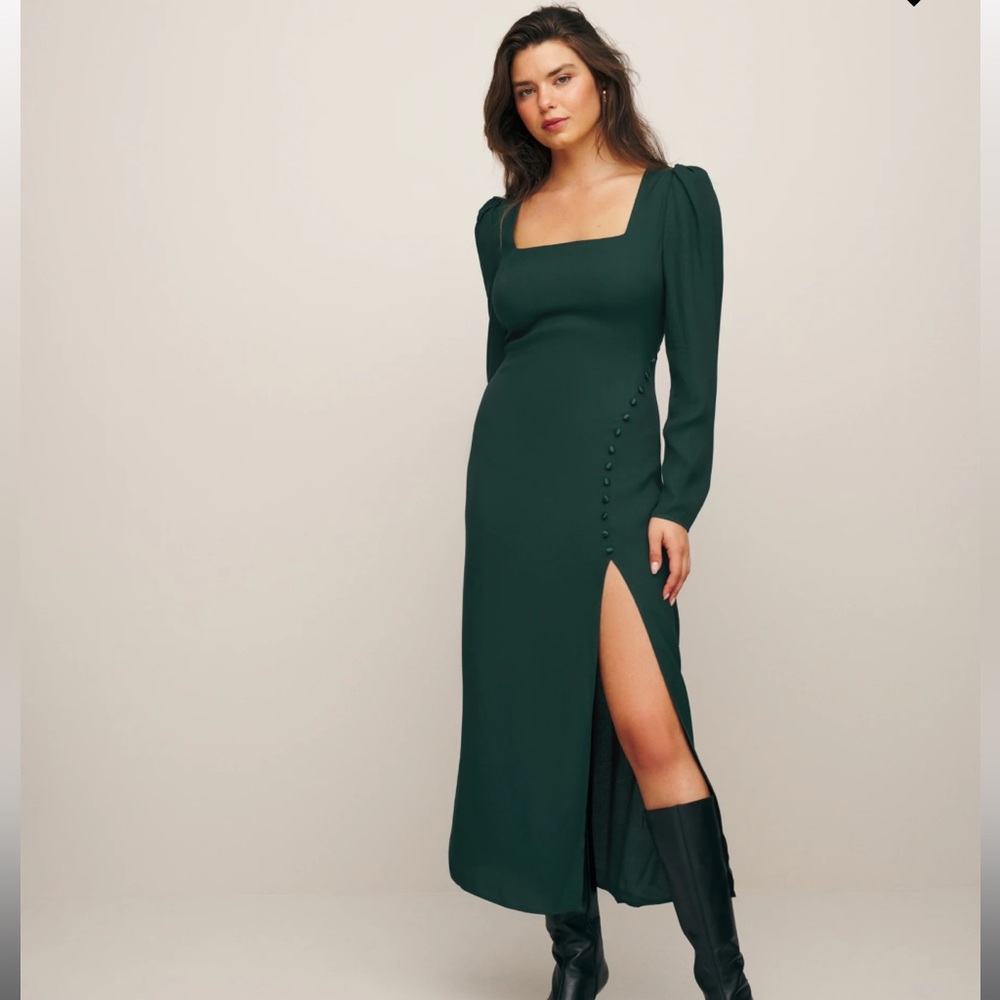 Reformation Nalani Midi Dress Forest Green - BNWT